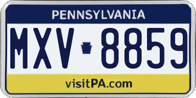 PA license plate MXV8859