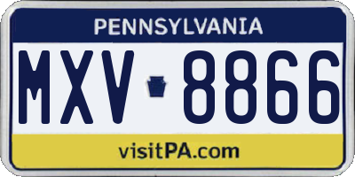 PA license plate MXV8866