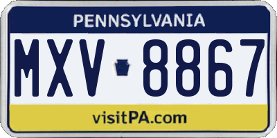 PA license plate MXV8867