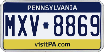 PA license plate MXV8869