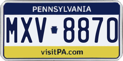 PA license plate MXV8870