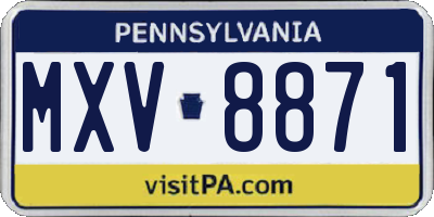PA license plate MXV8871