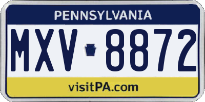 PA license plate MXV8872