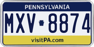 PA license plate MXV8874