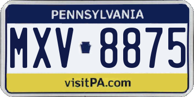 PA license plate MXV8875