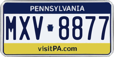 PA license plate MXV8877