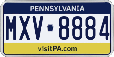 PA license plate MXV8884