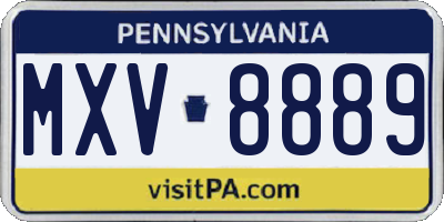 PA license plate MXV8889