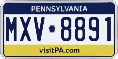 PA license plate MXV8891