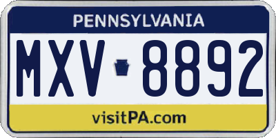 PA license plate MXV8892