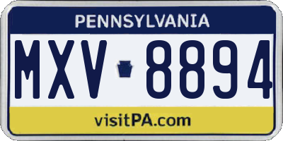 PA license plate MXV8894
