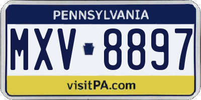PA license plate MXV8897
