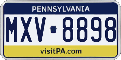 PA license plate MXV8898