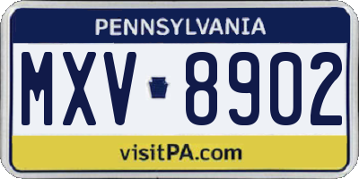 PA license plate MXV8902