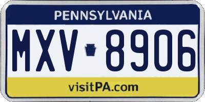 PA license plate MXV8906