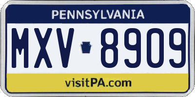 PA license plate MXV8909