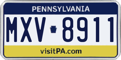 PA license plate MXV8911