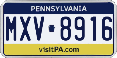 PA license plate MXV8916