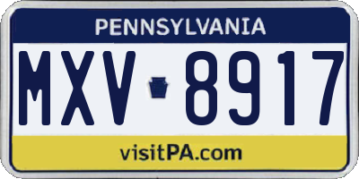PA license plate MXV8917
