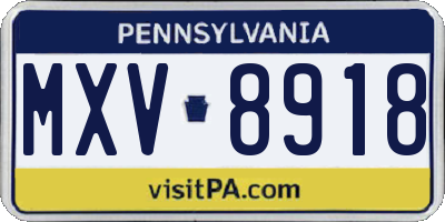 PA license plate MXV8918