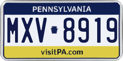 PA license plate MXV8919
