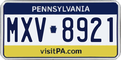 PA license plate MXV8921