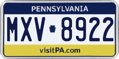 PA license plate MXV8922