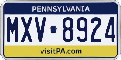 PA license plate MXV8924