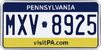 PA license plate MXV8925