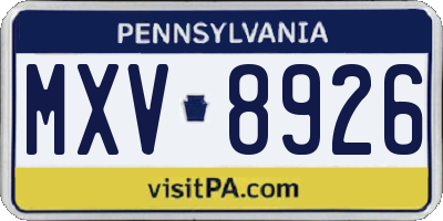PA license plate MXV8926