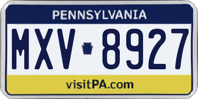 PA license plate MXV8927