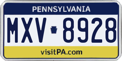 PA license plate MXV8928