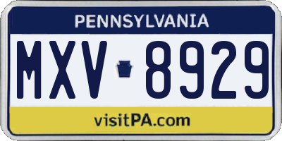PA license plate MXV8929