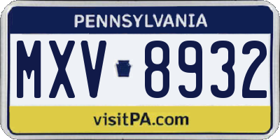 PA license plate MXV8932
