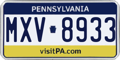 PA license plate MXV8933