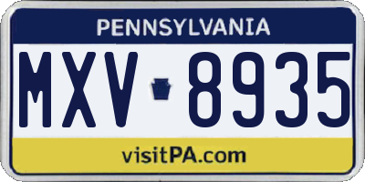 PA license plate MXV8935