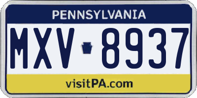 PA license plate MXV8937