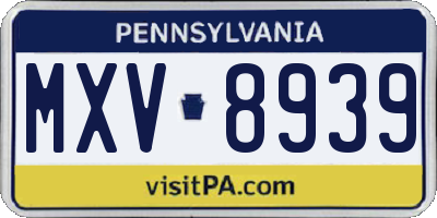 PA license plate MXV8939