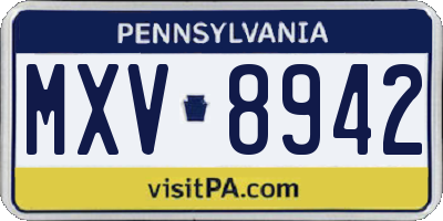 PA license plate MXV8942