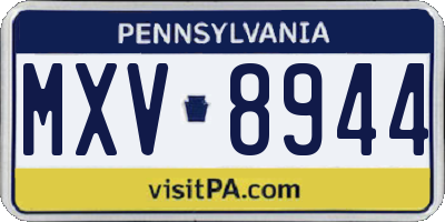 PA license plate MXV8944