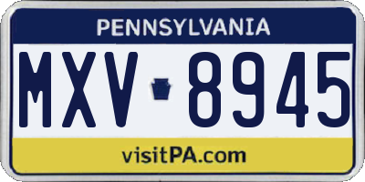 PA license plate MXV8945
