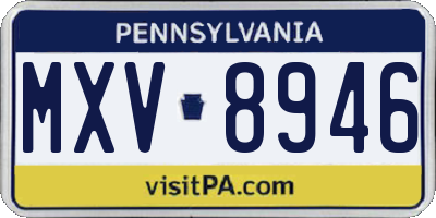 PA license plate MXV8946