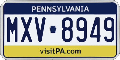 PA license plate MXV8949
