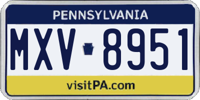 PA license plate MXV8951