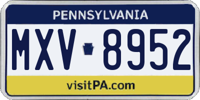 PA license plate MXV8952