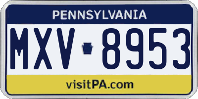 PA license plate MXV8953