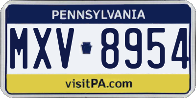 PA license plate MXV8954