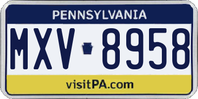 PA license plate MXV8958