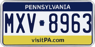 PA license plate MXV8963