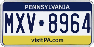 PA license plate MXV8964